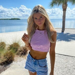 Isabelles Cabinet Pink Eyelet Top!